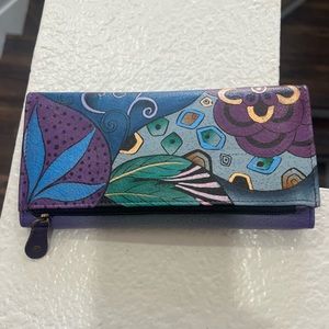 Anna by anuschka hand painted threefold wallet